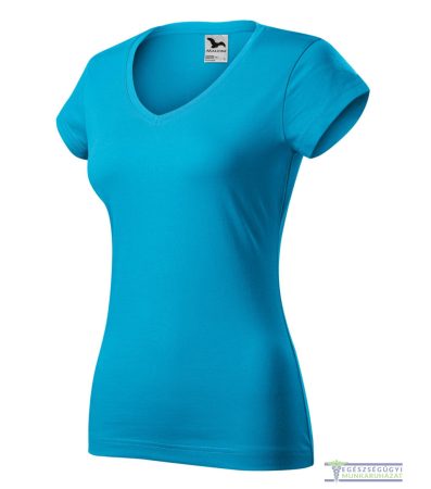 Women's V-neck slim-fit T-shirt turquoise 