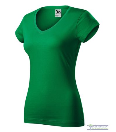 Women's V-neck slim-fit T-shirt grass green