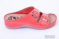 Women's leather slippers salmon with buckle 