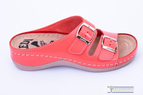 Women's leather slippers salmon with buckle 
