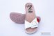 Women's leather slippers with white buckle