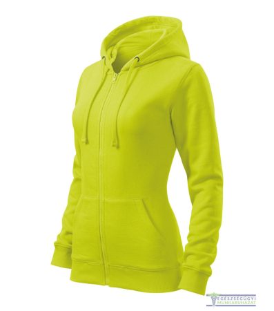 Women's hooded zip sweatshirt lime