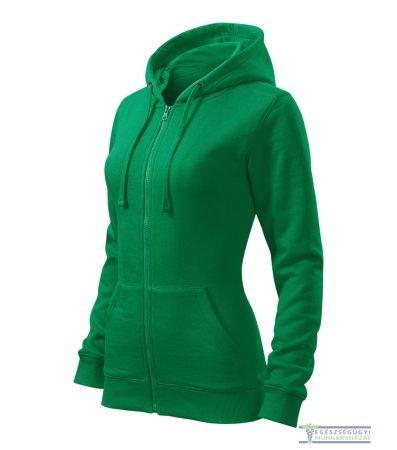 Women's hooded zip sweatshirt grass green