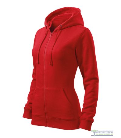 Women's hooded zip sweatshirt red