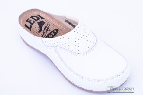 Women's anatomical leather clog white