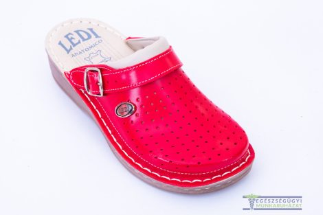 Women's leather clog red