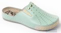    Women's leather clog pistachio | rubber footbed, low heel