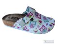 Women's leather clogs with owl pattern | buckle